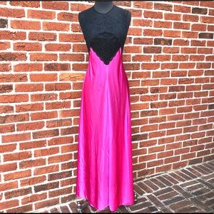 Vintage hot pink and black lace nightgown dress